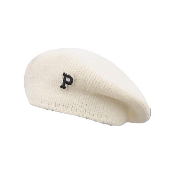9131 Beret Hats For Women Men Warm Knit Beanie Cap P Patch